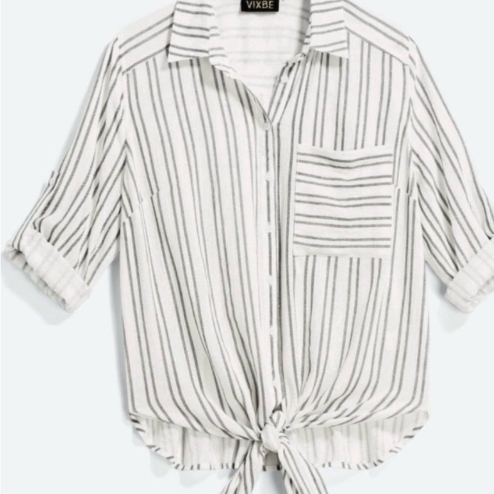 Women's Striped Blouse - Black and White